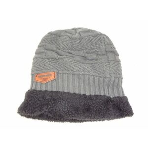 SONG TING Men's Winter Beanie Hat Warm Fleece Lined Knit Slouchy Grey